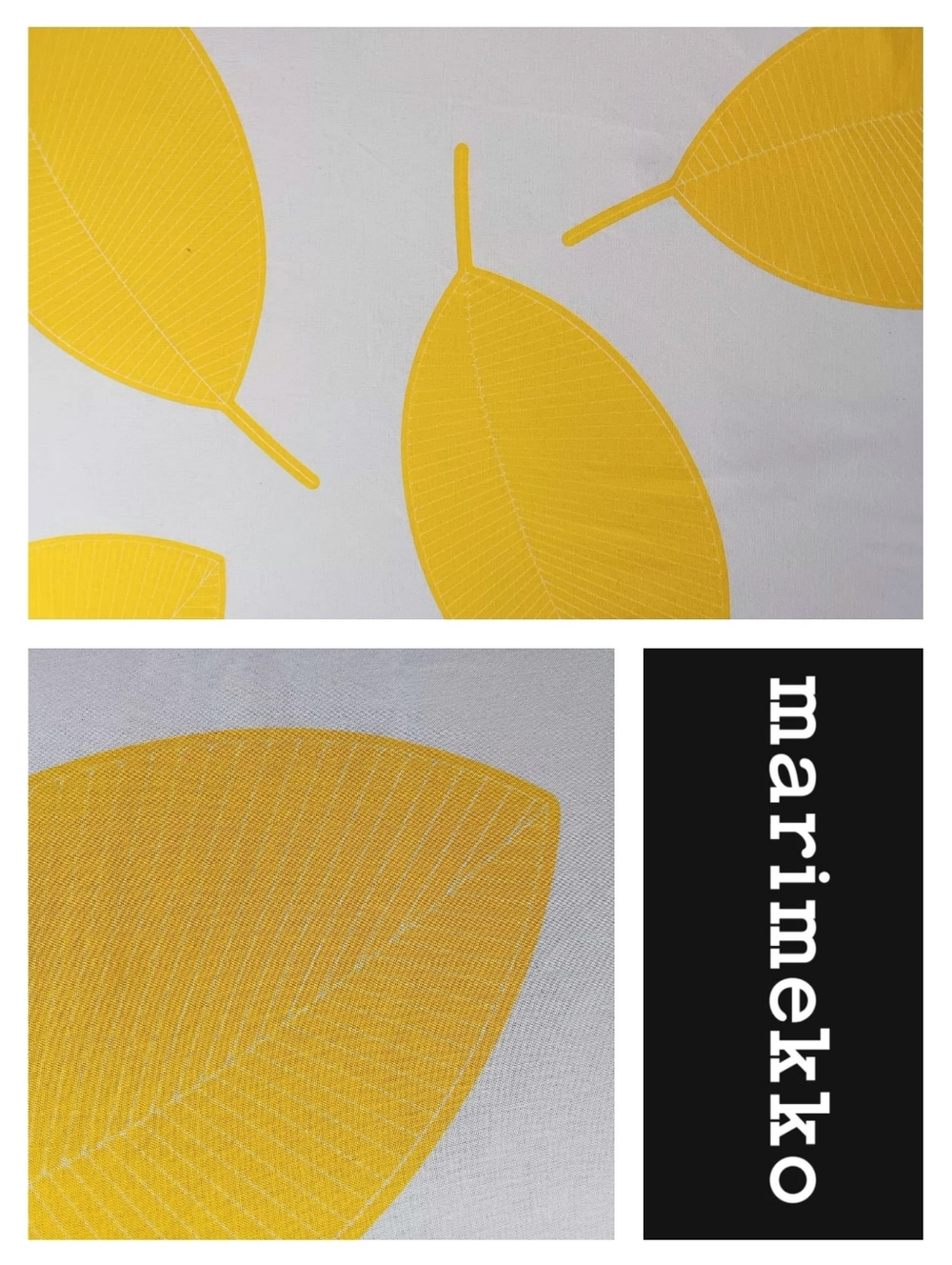 Marimekko "Stilla" Yellow Leaf Pattern Tablecloth Table Runner